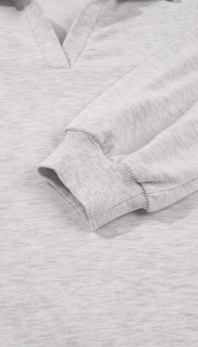 Polo Collar V Neck Pullover and Sweatpants Set
