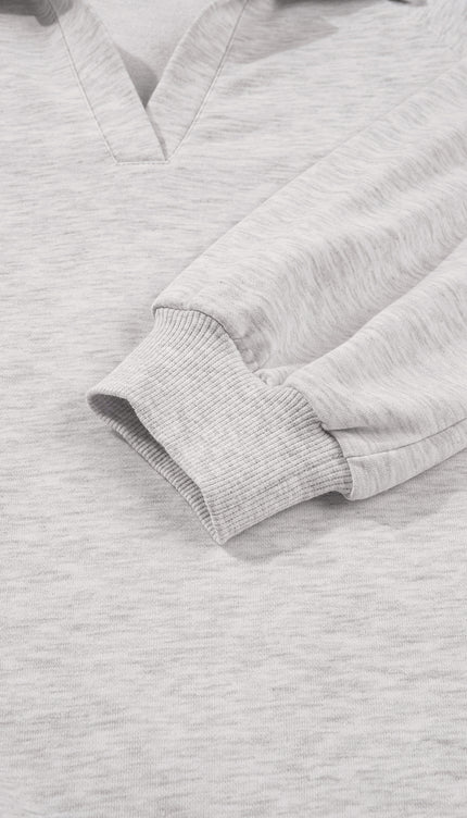 Polo Collar V Neck Pullover and Sweatpants Set