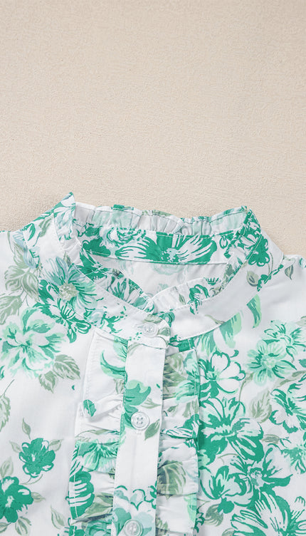 Sky Blue Ruffle Sleeve Frill Shirt