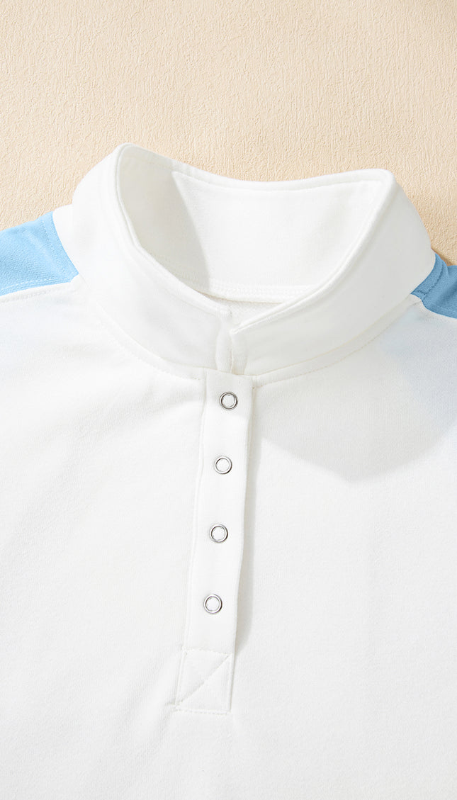 Beau Blue Colorblock Pullover Sweatshirt