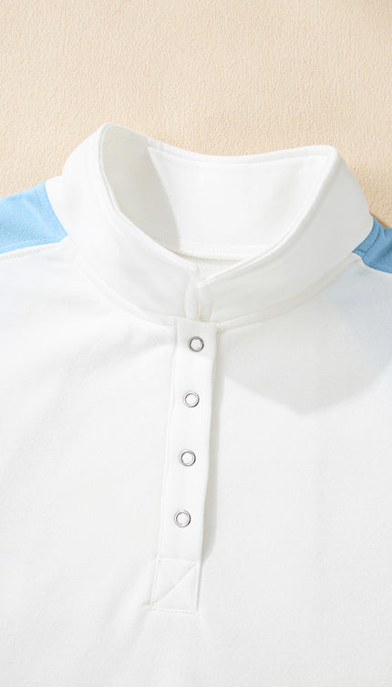 Beau Blue Colorblock Pullover Sweatshirt