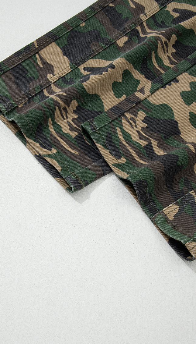 Camouflage Drawstring Barrel Jeans