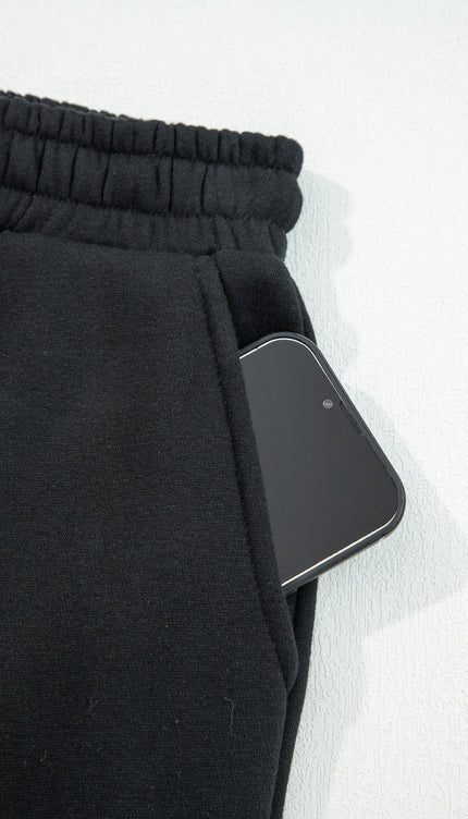 Black Leopard Drawstring Fleece Pants