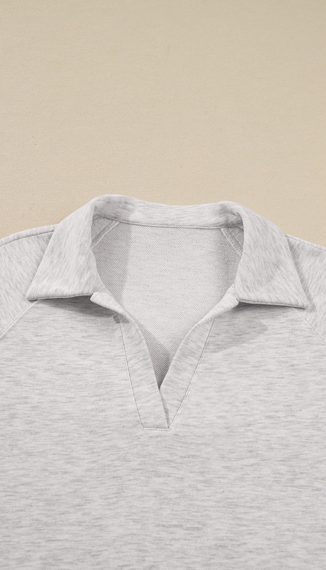 Polo Collar V Neck Pullover and Sweatpants Set