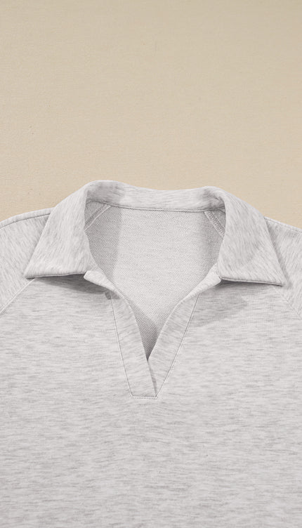 Polo Collar V Neck Pullover and Sweatpants Set