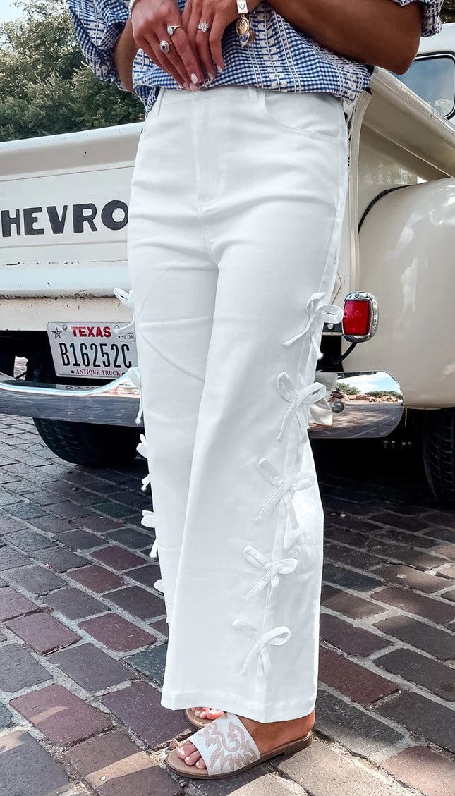 White Bowknot Jeans