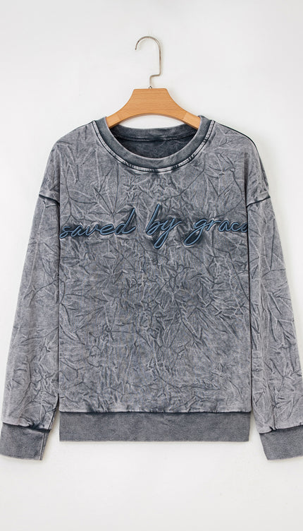 Saved by Grace Embroidery Sweatshirt