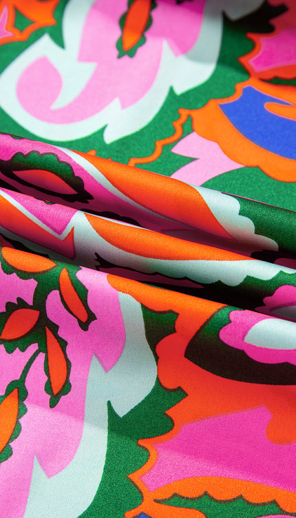 Rose Tropical Print Frill Blouse