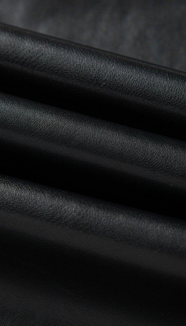 Black Faux Leather Side Slit Maxi Skirt