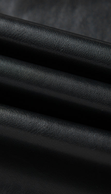 Black Faux Leather Side Slit Maxi Skirt