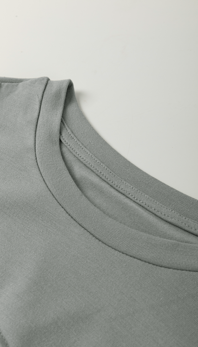 Solid Color Round Neck T Shirt