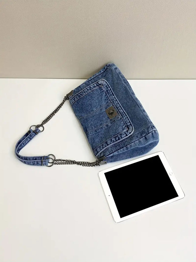 Chain Reaction Crossbody Denim Bag