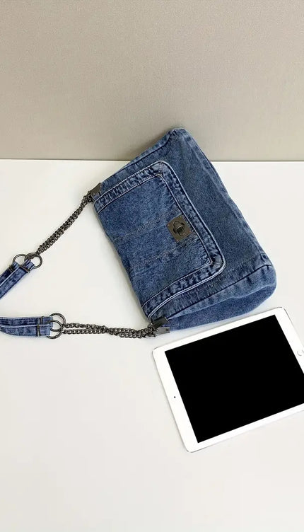 Chain Reaction Crossbody Denim Bag