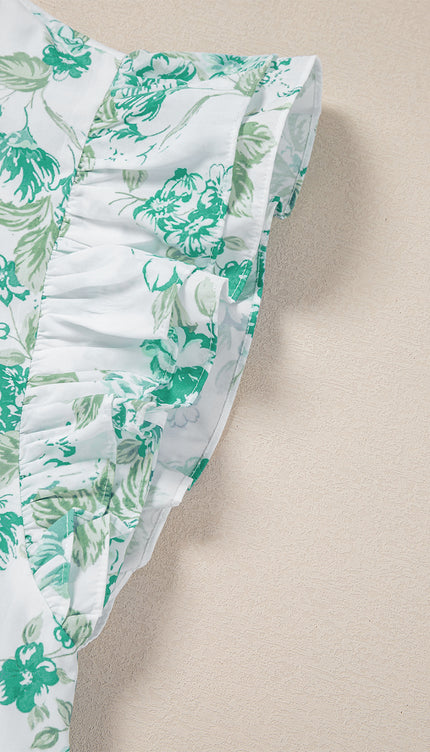 Sky Blue Ruffle Sleeve Frill Shirt