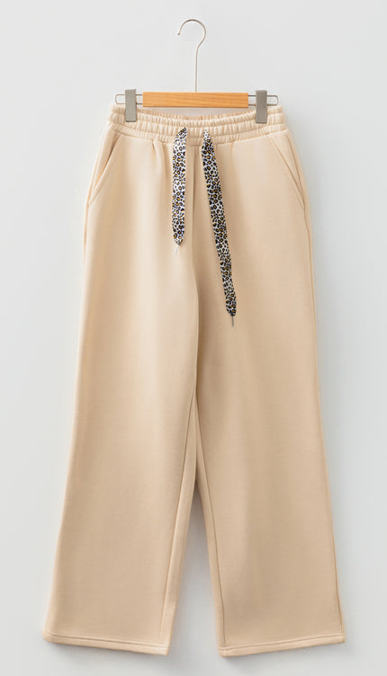 Black Leopard Drawstring Fleece Pants