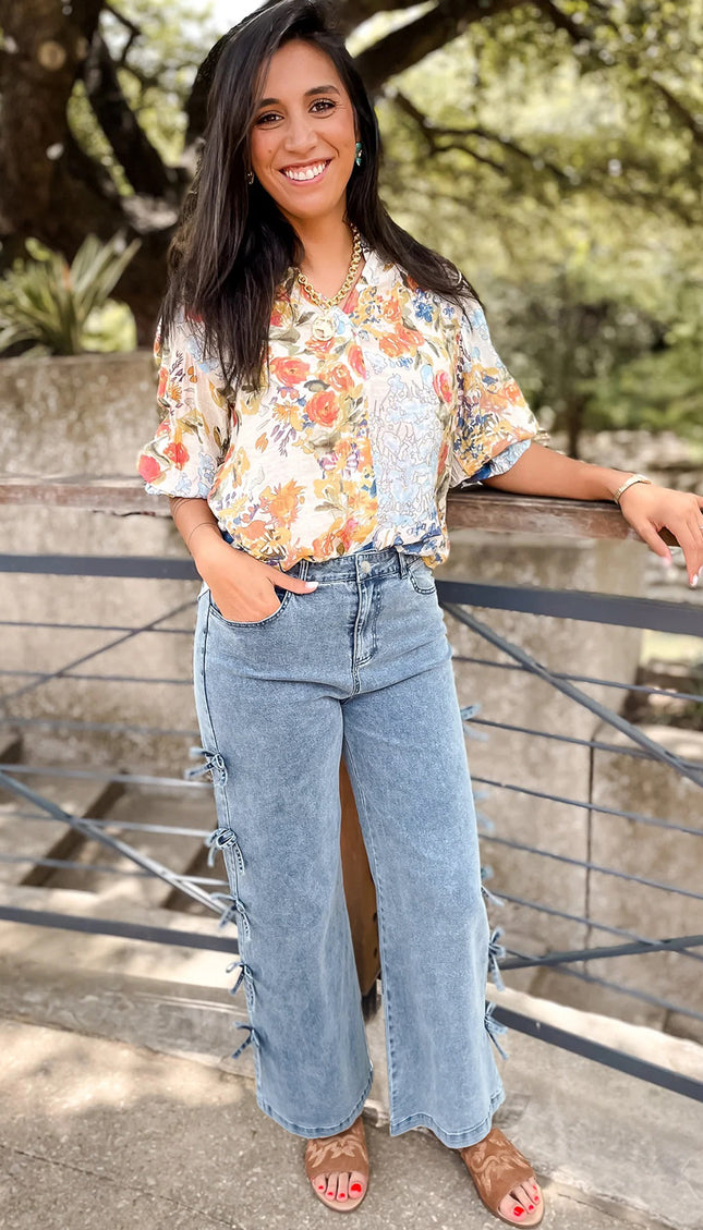 White Bowknot Jeans