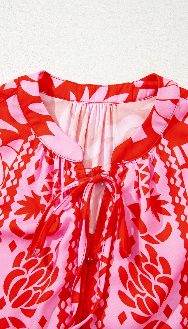 Strawberry Pink Tie Blouse
