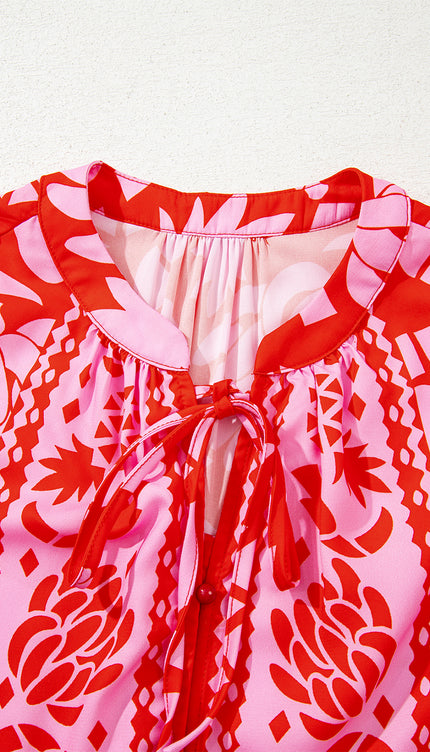 Strawberry Pink Tie Blouse