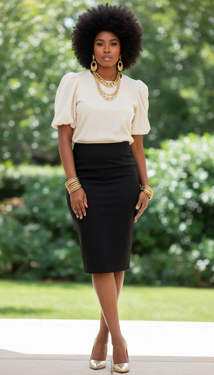 Textured Puff Sleeve Blouse