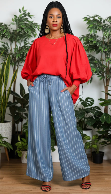 Chambray Wide Trousers