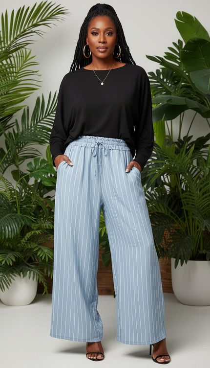 Chambray Wide Trousers