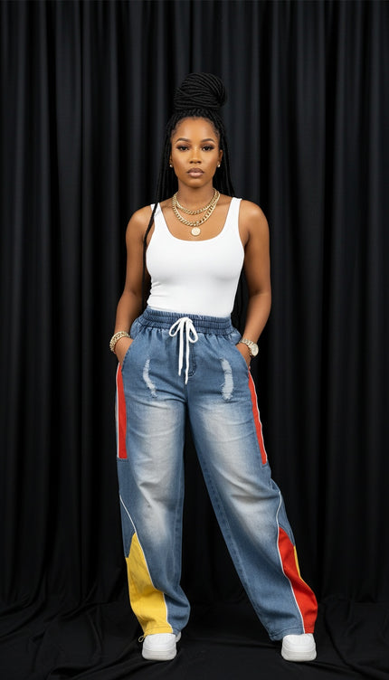 Color Block Casual Jeans