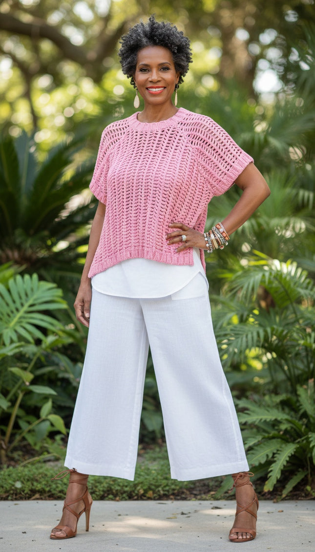 Open Knit Bow Tie Sweater