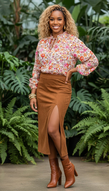 Floral Tie Bracelet Sleeve Blouse