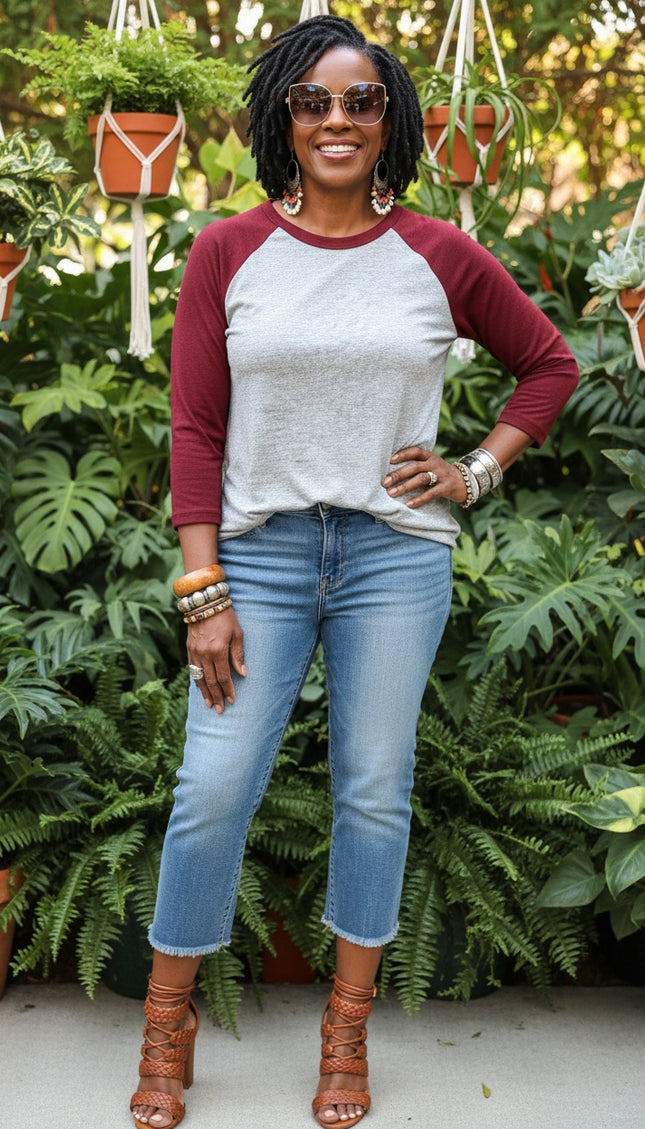 Evergreen Color Block Raglan T Shirt