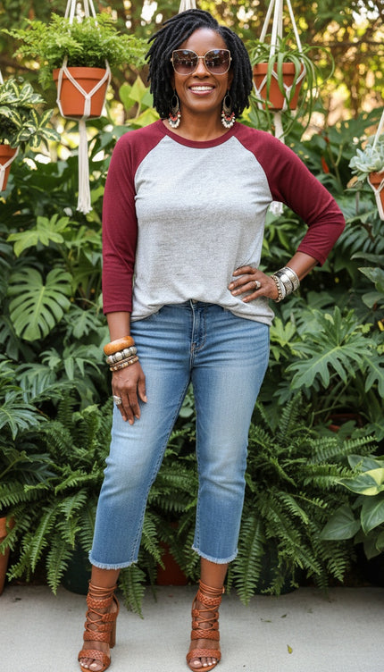 Evergreen Color Block Raglan T Shirt