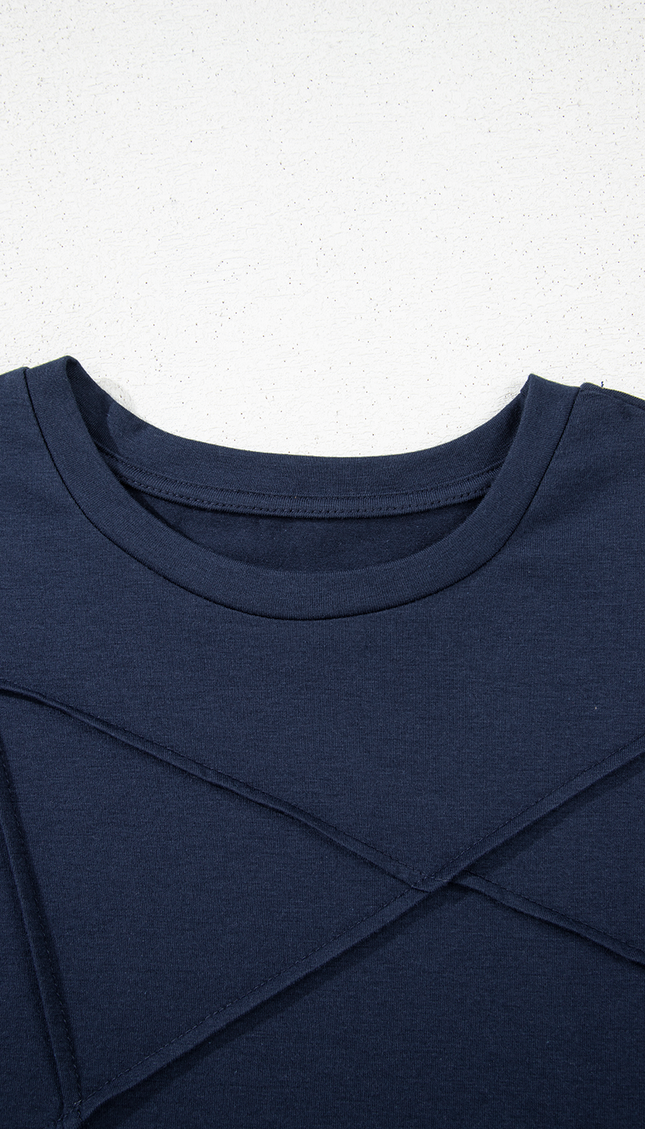 Solid Color Round Neck T Shirt
