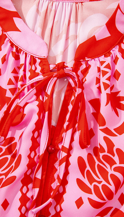 Strawberry Pink Tie Blouse