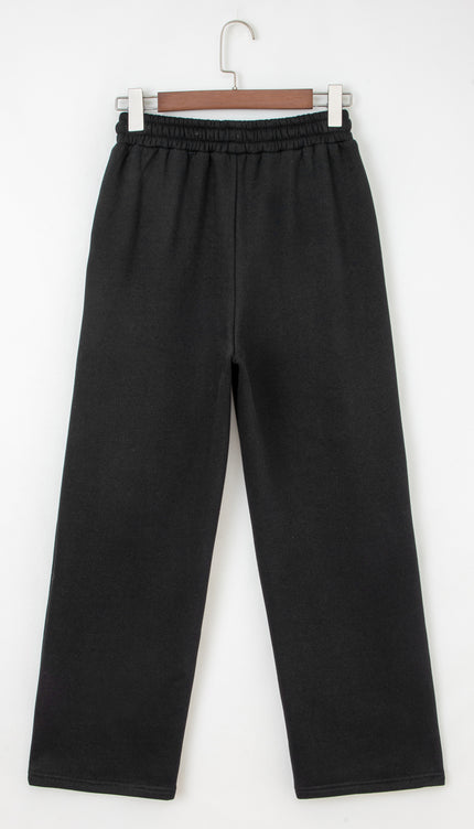 Black Leopard Drawstring Fleece Pants