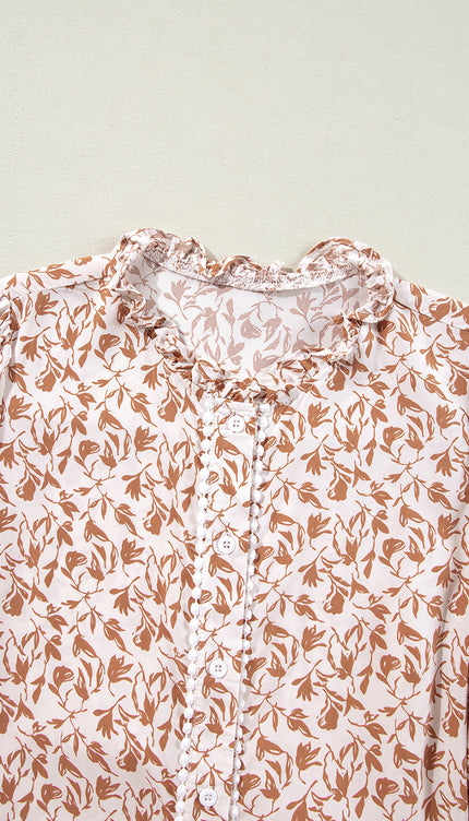 Lace Detail Puff Sleeve Blouse