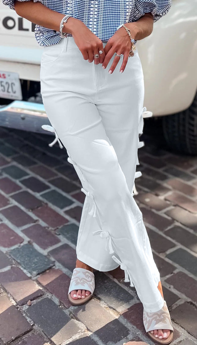 White Bowknot Jeans