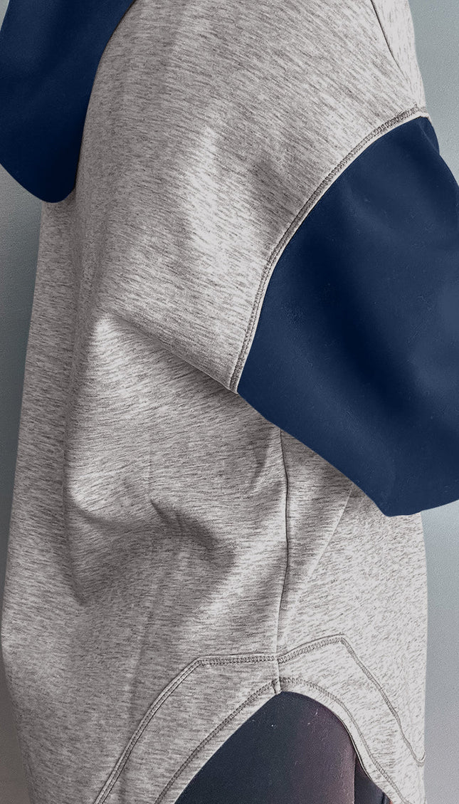 Color Block Patchwork Drawstring Hoodie