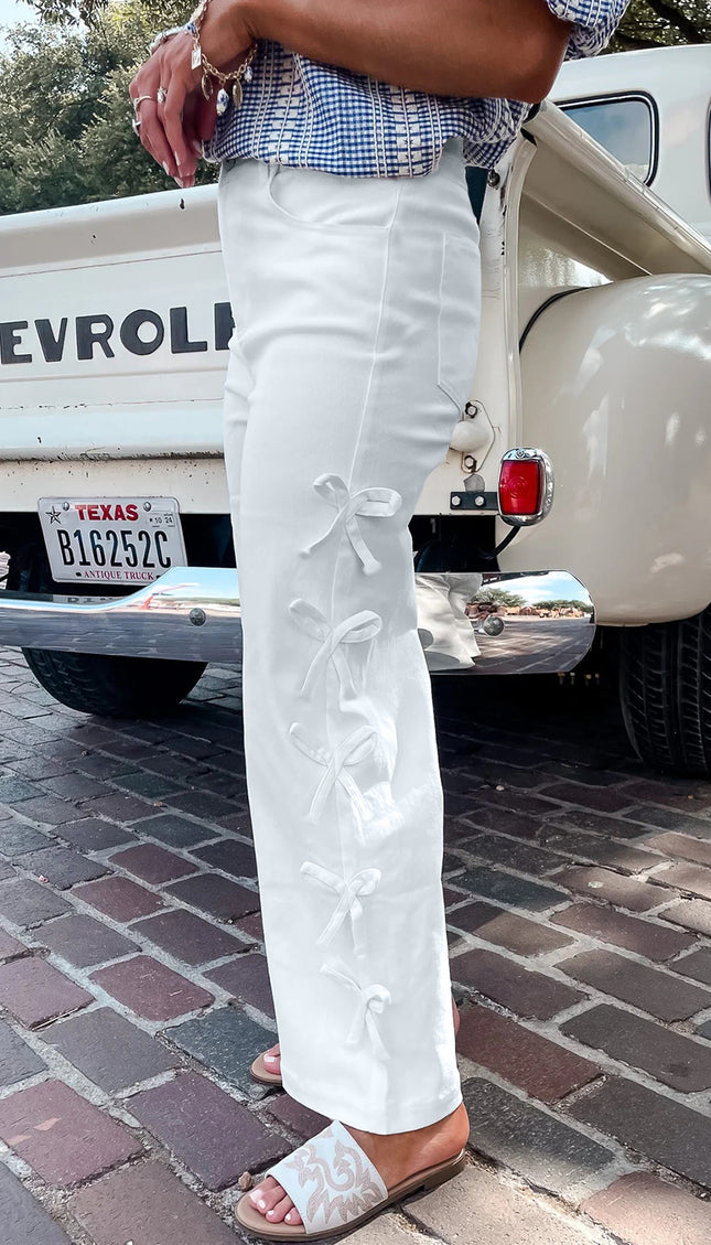 White Bowknot Jeans