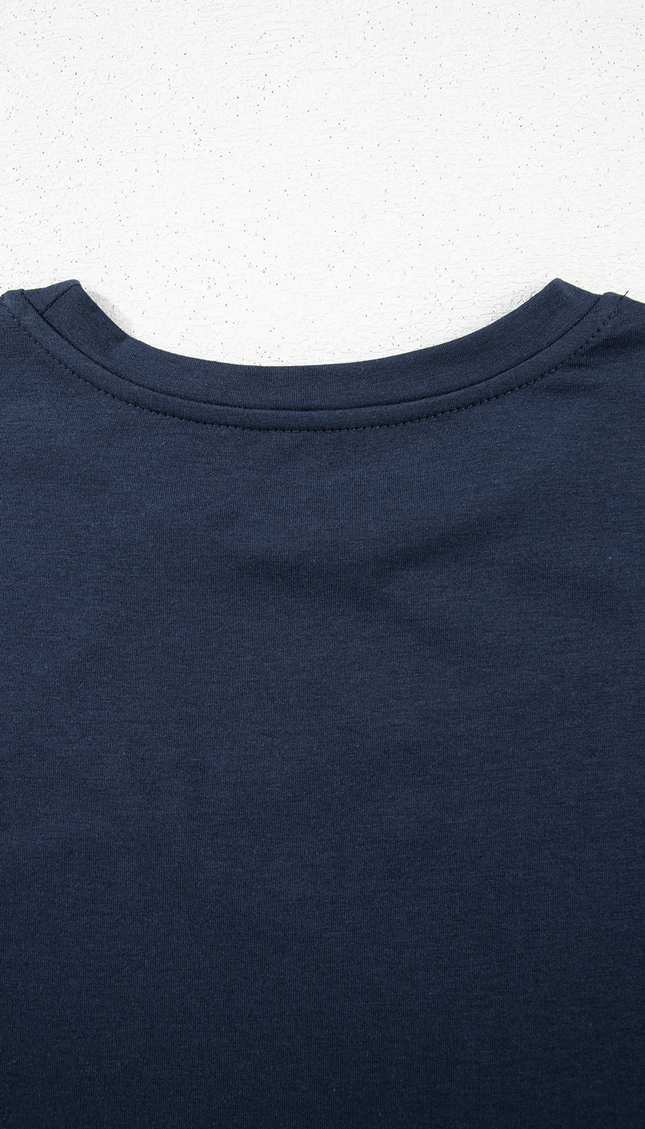 Solid Color Round Neck T Shirt