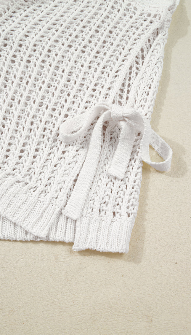 Open Knit Bow Tie Sweater