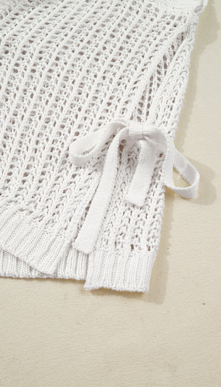 Open Knit Bow Tie Sweater