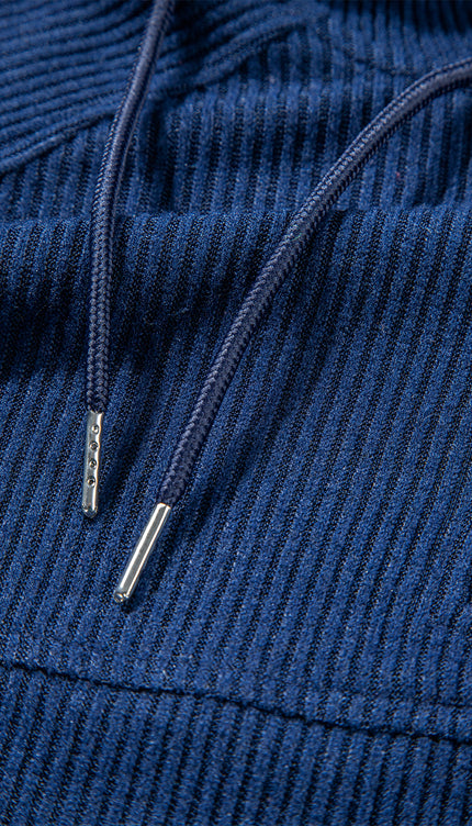 Ribbed Knit Cropped Hoodie Jogger Set