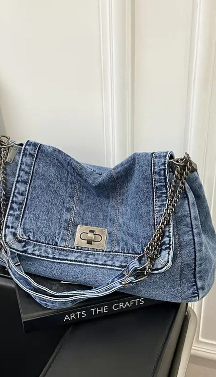 Chain Reaction Crossbody Denim Bag