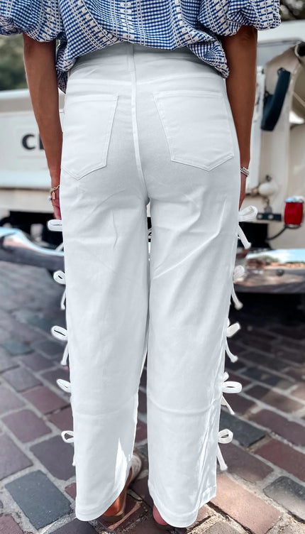 White Bowknot Jeans