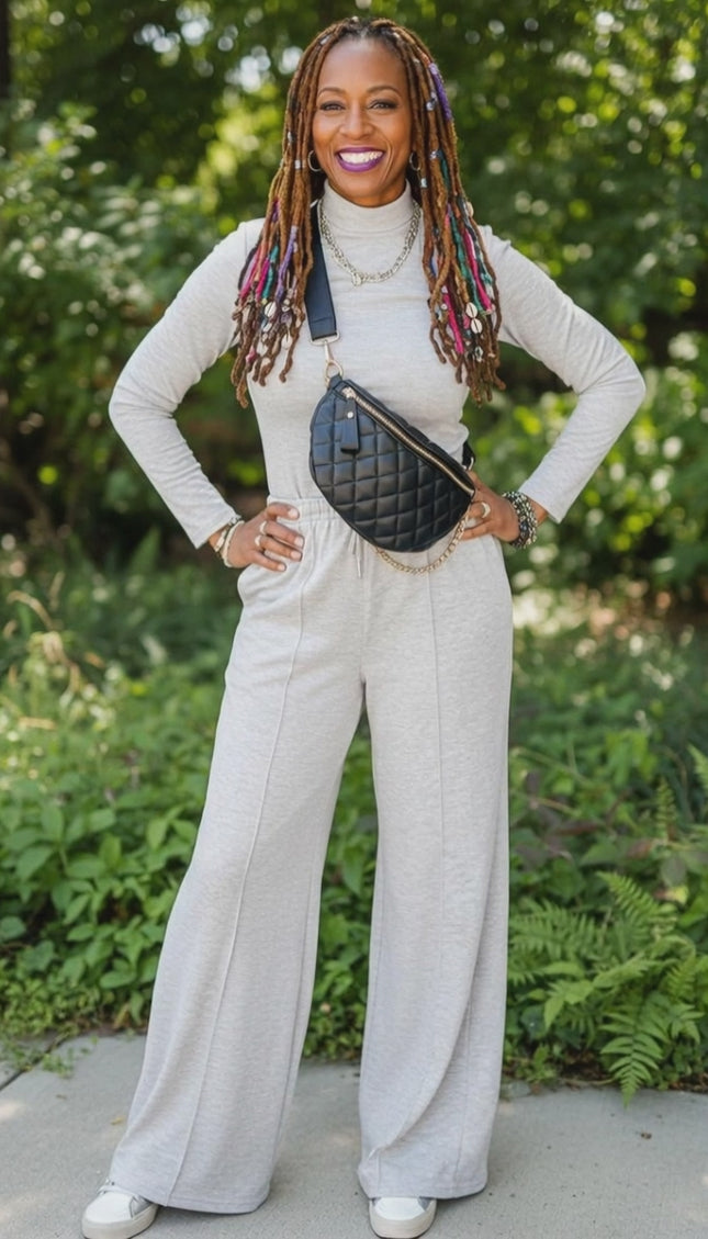 High Neck Smocked Pants Set